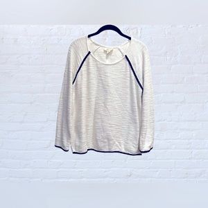 Style & Co. Cream Pullover Sweater with Black trim, Size Medium